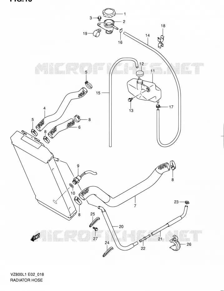 RADIATOR HOSE - EXPANSION TANK Suzuki MOTO 800 BOULEVARD 2011  VZ800L1(E02)