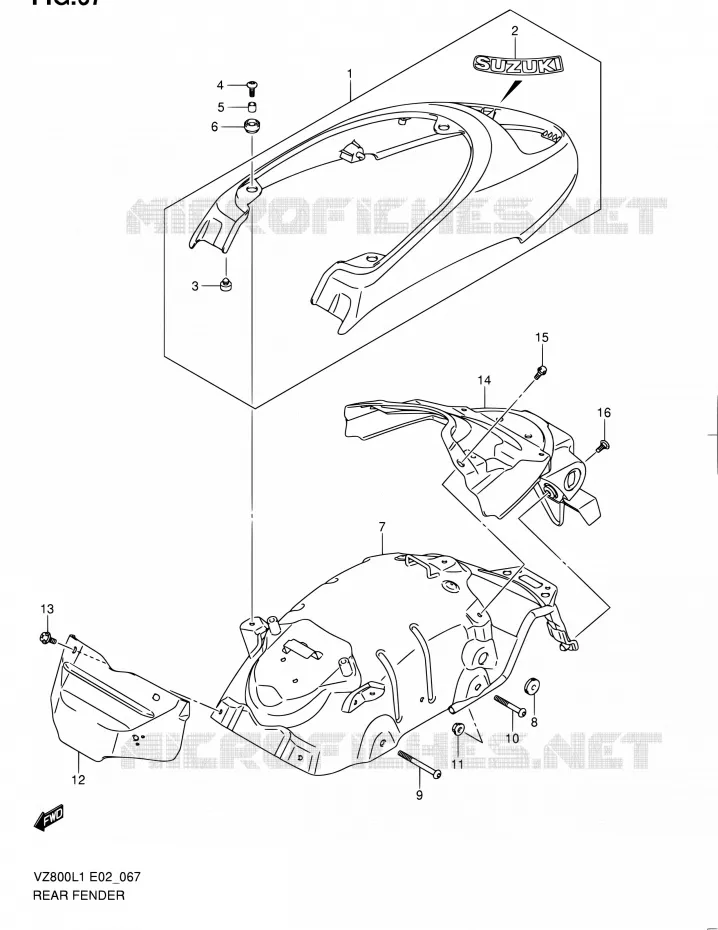 REAR FEDNER Suzuki MOTO 800 BOULEVARD 2011  VZ800L1(E19)