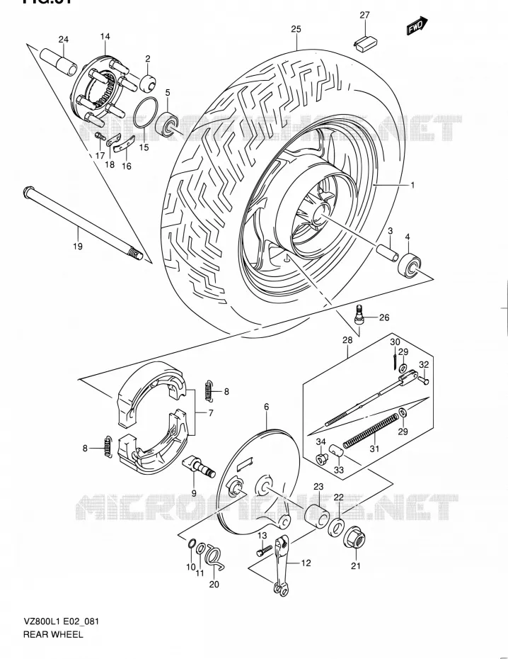 REAR WHEEL Suzuki MOTO 800 BOULEVARD 2011  VZ800L1(E19)