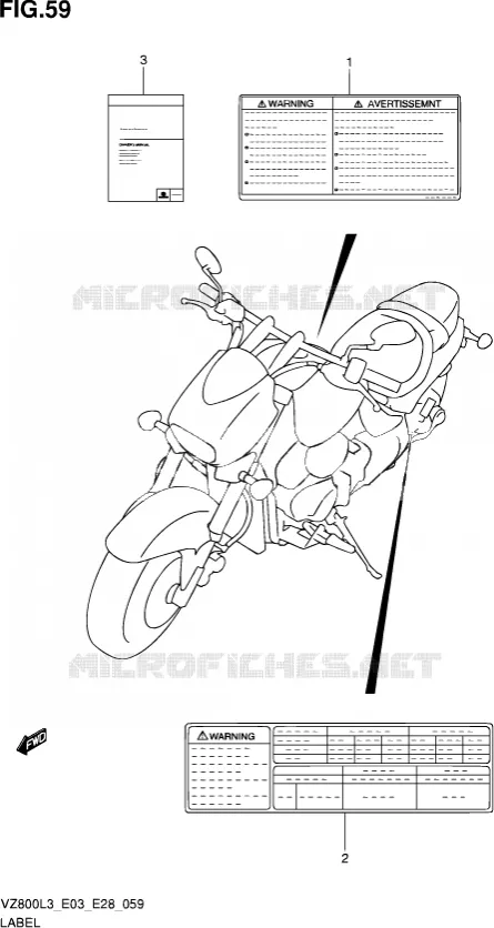 LABEL (VZ800L3 E03) Suzuki MOTO 800 MARAUDER 2013  VZ800 L3 (E03,E28,E33)
