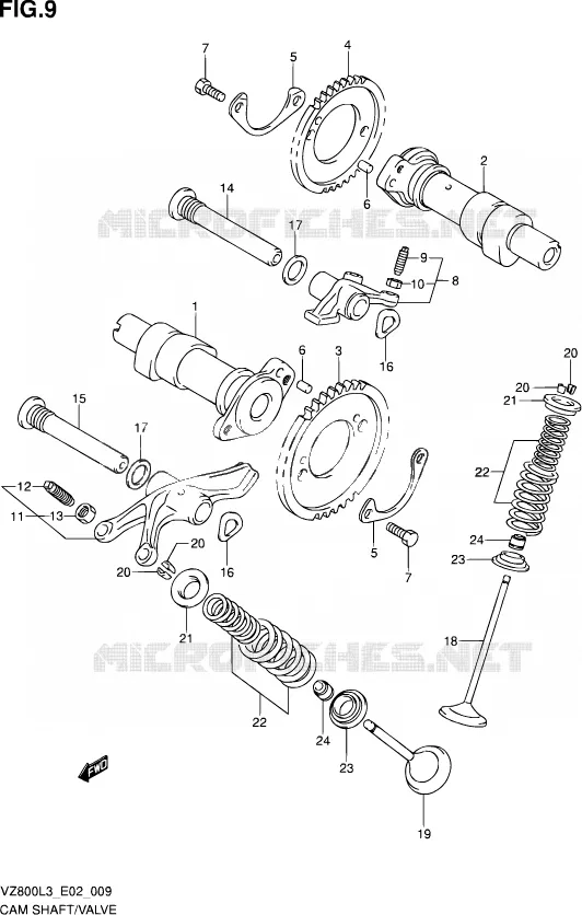 CAMSHAFT - VALVES Suzuki MOTO 800 INTRUDER 2013  VZ800 L3 (E19)