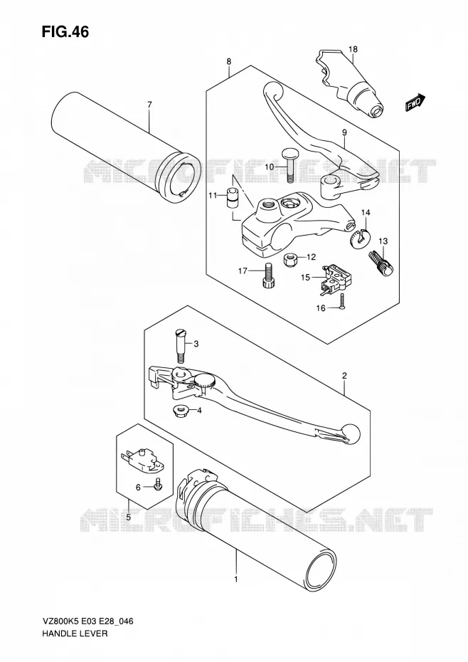 HANDLE GLIP - LEVER (MODELE K5/K6) Suzuki MOTO 800 MARAUDER 2008  VZ800Z K8 (E03,E28,E33)